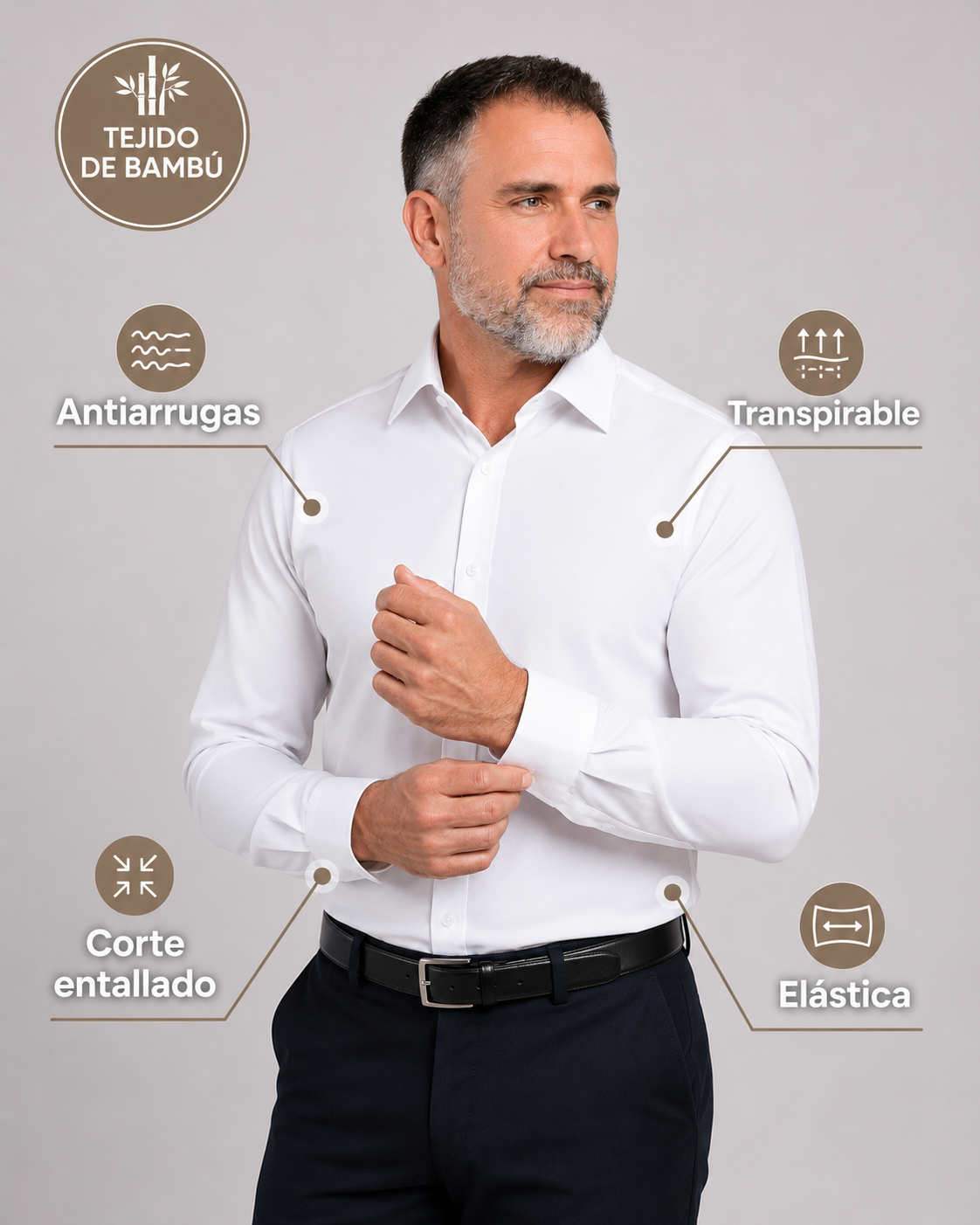 Camisa Ajustada Sin arrugas