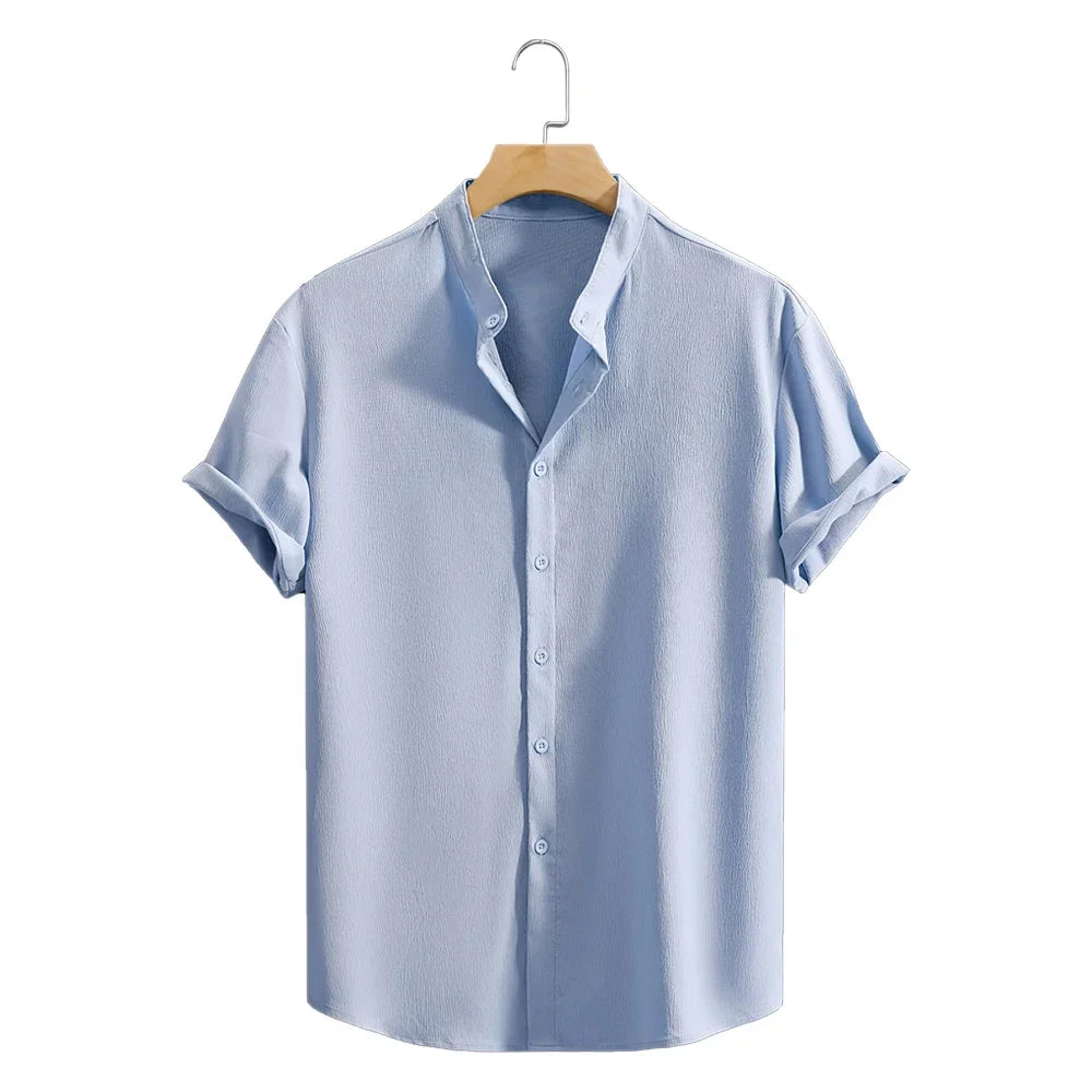 Elegante camisa de lino de manga corta