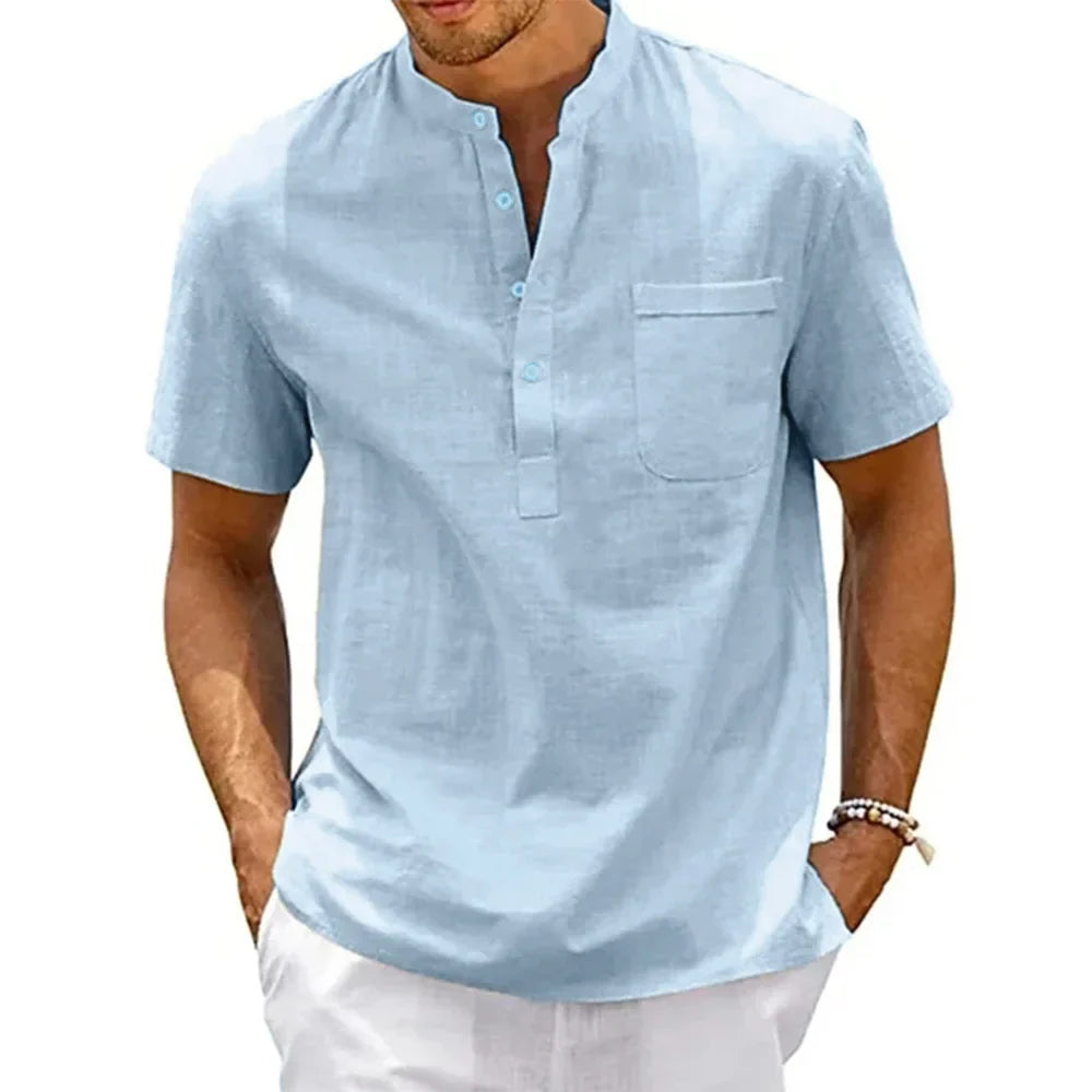 Elegante camisa de lino y algodón