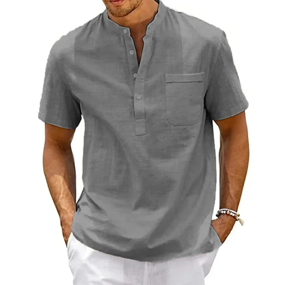 Elegante camisa de lino y algodón