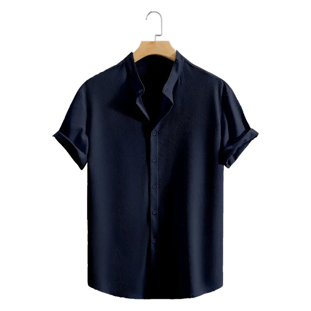 Elegante camisa de lino de manga corta
