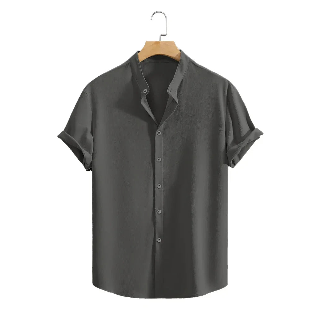 Elegante camisa de lino de manga corta