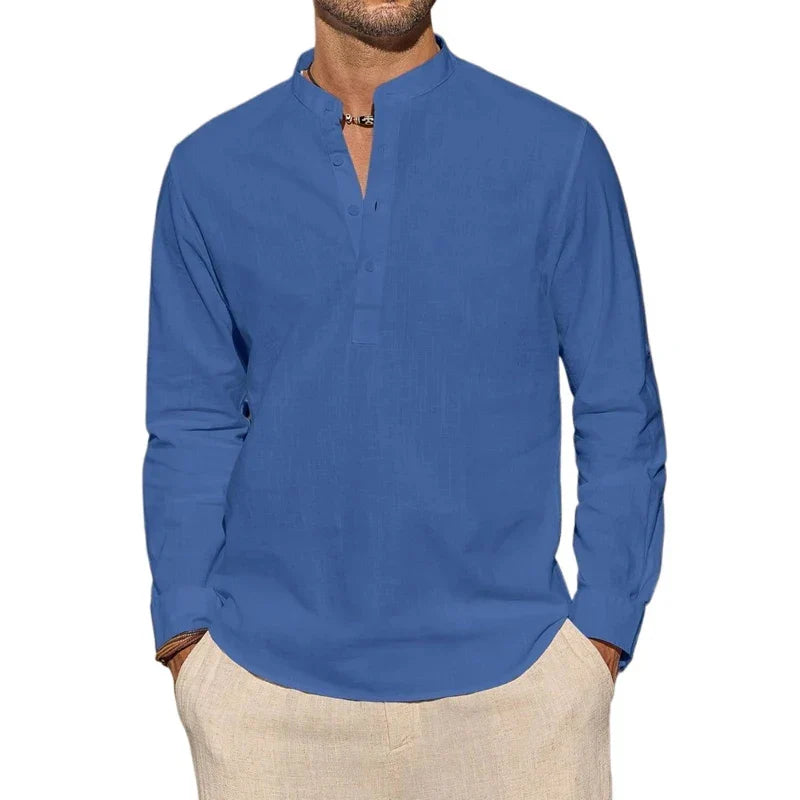 Elegante camiseta Henley de algodón