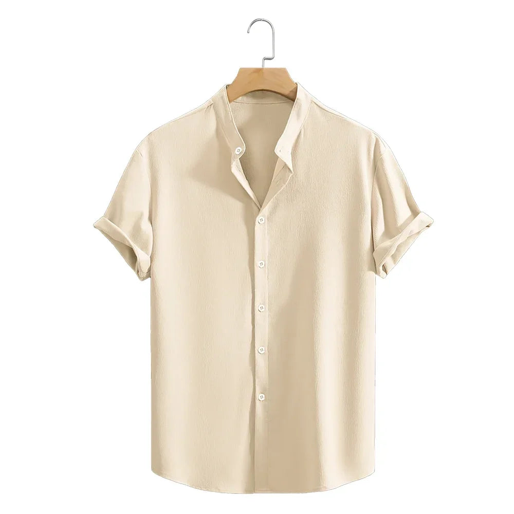 Elegante camisa de lino de manga corta