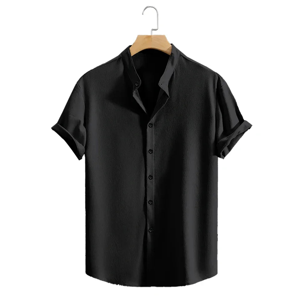 Elegante camisa de lino de manga corta