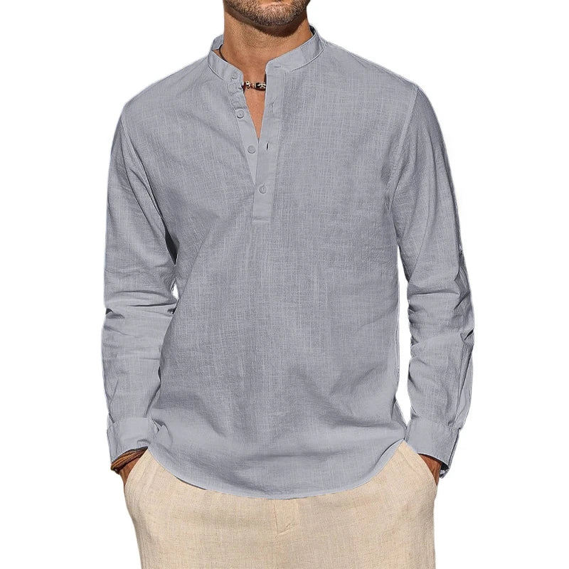 Elegante camiseta Henley de algodón