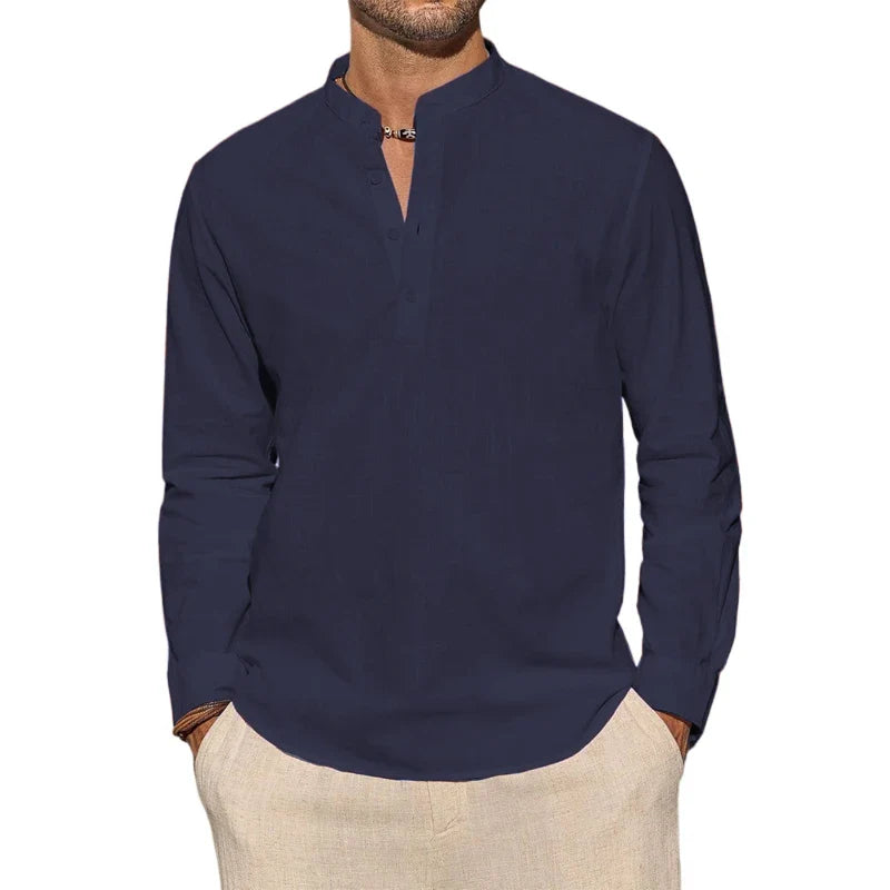 Elegante camiseta Henley de algodón