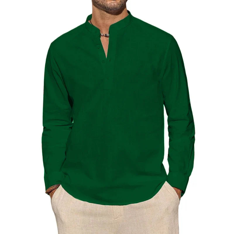Elegante camiseta Henley de algodón