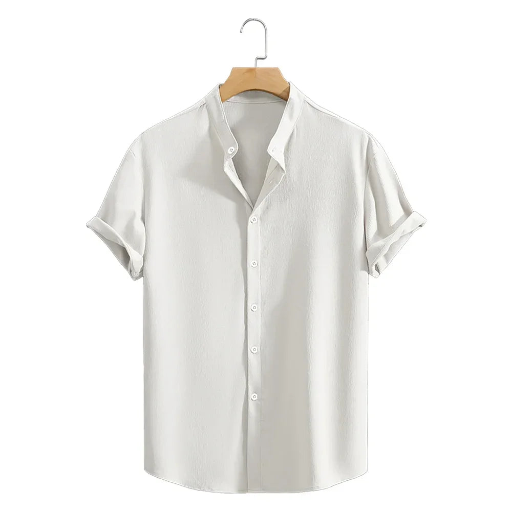 Elegante camisa de lino de manga corta