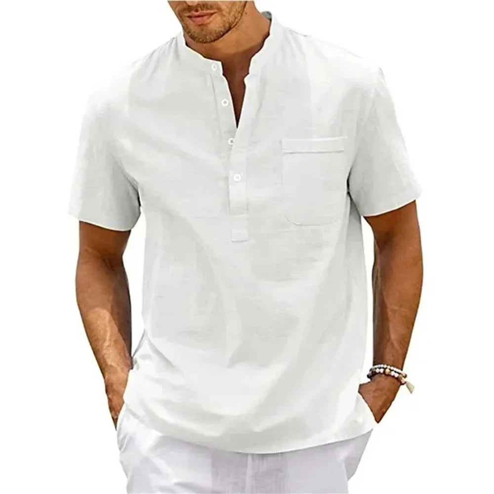 Elegante camisa de lino y algodón